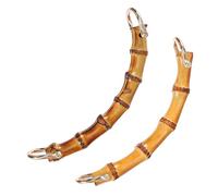 Healvian Asas para Bolso de Bambú 2 Piezas, Asas Decorativas DIY para Bolsas de Transporte, Manijas Resistentes en Colores Amarillo Claro y Dorado Envejecido para Manualidades y Bolsos