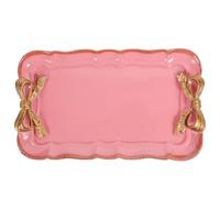 Healvian Bandeja de Resina Multifuncional para Joyas y Frutas Lazo, Plato Decorativo para Organización en Hogar y Baño, 1 Unidad en Naranja y Rosado