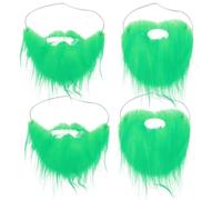 Healvian Barbas y Mostachos Falsos para Fiesta del Día Verde 4 Piezas de Franela Verde Cómodos y Transpirables Accesorios para Cosplay y Disfraces Temáticos