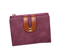 Healvian Billetera de Cuero PU Cremallera Plegable Morada Monedero para Mujeres para Guardar Monedas Eventos Sociales