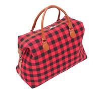 Healvian Bolsa de Viaje de Lona con Diseño de Cuadros Negro y Rojo Multiusos con Cómoda para Playa Negocios y Actividades al Aire