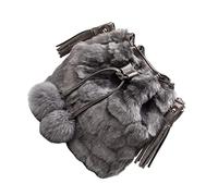 Healvian Bolso de Hombro Fluffy para Mujer Bolso de Bombonera Creativo con Cierre de Cordón para y Salidas
