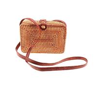 Healvian Bolso de Ratán para Mujer Bandolera Casual de Diseño Elegante Mini Mochila Cruzada para Verano y Vacaciones Medidas