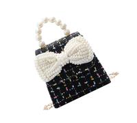 Healvian Bolso Hombro Arco Chicas Edad de adolescencia Azul Carteras de Mujer bandoleras Infantiles bandoleras para niñas Girl Crossbody Bag Monedero con Lazo Sabana de Algodon Negro