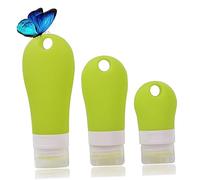 Healvian Botellas de Silicona Vacías Recargables Multicolor 3 Piezas 60 Ml con Orificio Dispensador para Viaje Cuidado Personal Maquillaje Portátil