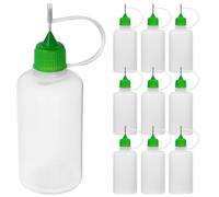 Healvian Botellas Exprimibles para Pegamento Punta Fina, Aplicadores de Precisión de 50 Ml Tapa Verde, 10 Piezas para Manualidades y Uso Artesanal