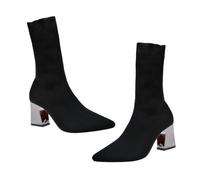 Healvian Botines de Mujer de E Invierno de Calcetín de Punta Puntiaguda Zapatos de Tacón Grueso Cómodos y Ideales para Estándar