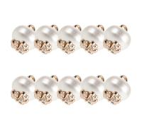 Healvian Botones Decorativos Dorados con Forma de Lazo y Perlas para Prendas, 10 Piezas de Aleación y Plástico, Ideales para Bodas y Manualidades Escolares