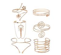 Healvian Brazaletes Metálicos de Escorpión Geométricos para Mujer, Pulseras Abiertas Ajustables, Accesorios de Moda Vintage para Fiestas y Uso Diario, Set de 6 Unidades