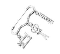 Healvian Broche Creativo de Máquina de Coser y Tijeras Vintage, Accesorio Metálico Ligero para Diseñadoras de Ropa, Pin Decorativo para Mochila y Ropa, Uso Diario y Obsequio Original