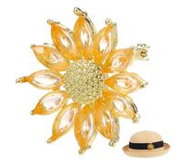 Healvian Broche de Flor de Margarita de Cristal Dorado para Mujer, Accesorio Decorativo y Encantador Vida Diaria y Ocasiones Obsequios