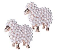 Healvian Broche de Oveja Vintage Perlas Artificiales, Alfileres de Perla para Ropa, Set de 2 Piezas en Color Dorado, Broches Elegantes para Mujer, Accesorio Versátil para Bufandas