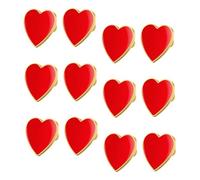 Healvian Broches de Corazón Rojo 12 Pcs para Mujer Alfileres de Bufanda y Sombreros Distintivos de Voluntariado para San Valentín y Ceremonias Accesorio Decorativo Elegante en Esmalte