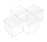 Healvian Caja Acrílica Transparente Tapa 4 Piezas 10X10X10 CM 800 Ml para Organizar Dulces Joyas y Manualidades Contenedor Cuadrado para Obsequio y Almacenamiento en Fiestas