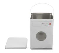 Healvian Caja de Almacenamiento Metálica para Detergente Polvo y Perlas Aromáticas Portátil y Ligera Color Blanco Cubo Organizador para Lavandería Forma de Lavadora Contenedor