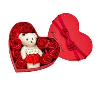 Healvian Caja De Flores De Jabón Forma De Peluche y Decoración Para San Valentín y Ocasiones Especiales