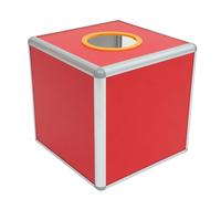 Healvian Caja de Lotería Roja Transparente Mediana 25 CM para Donaciones y Rifas Urna Metálica para Votación y Eventos Contenedor Seguro para Recaudación de Fondos y Fiestas