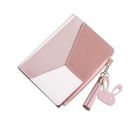 Healvian Cartera Pequeña para Mujer de PU Rosa Borlas Monedero Portátil Multifuncional Cremallera Diseño Corto y Compacto Adecuado para Uso Diario y Regalos Originales
