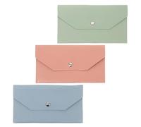 Healvian Cartera Tipo Cuero PU Resistente al Desgaste 3 Piezas Azul Verde Claro Rosa Cartera Compacta y Delgada para Mujer Organizador Portátil para Tarjetas de Crédito y Adecuado