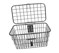 Healvian Cesta Delantera para Bicicleta con Tapa, Cesta de Manillar de Gran Capacidad con Rejilla Metálica para Ciclismo Al Aire Libre Y Paseos de Ocio.