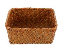 Healvian Cesta Diseño Abierto de Almacenamiento Tejida de Hierba Marina Color Amarillo y Patrón Rústico para Hogar y Hotel, Adecuado para Revistas y Pan