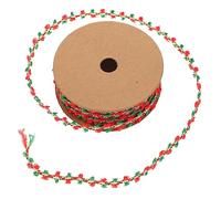 Healvian Cinta Navidad con Pompones Rojos y Verdes Yards Diy Manualidades Decoración Cinta para Envolver y Flores Durable y Versátil para Fiestas y Celebraciones