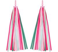 Healvian Cintas para Manillar de Bicicleta Infantil Rosa, Serpentinas Decorativas para Manillar, Par de Borlas para Bicicleta y Patinete, Accesorio para Bici, Decoración Exterior