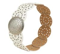 Healvian Cinturón de Disco Metálico para Mujer Estilo Boho Vintage Ajuste Cómodo y Resistencia al Desgaste para Atuendos Formales y Casuales Blanco