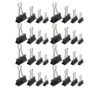 Healvian Clips para Papel Metálicos Negros 120 Pcs 15 MM 19 MM 25 MM 32 MM Clips de Bulldog Pequeños para Oficina Escuela y Organización de Documentos