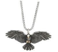 Healvian Collar Colgante de Águila Punk Hip Hop, Cadena de Acero Inoxidable, para Hombre, Estilo Callejero, Símbolo de Libertad y Fuerza, Tamaño Estándar, Color Gris Metálico
