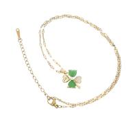 Healvian Collar Colgante de Trébol de Cuatro Hojas para Mujer, Gargantilla de Cadena Plateada, Colgante Verde Irlandés, Amuleto Suerte para San Patricio y Boda, Joyería Femenina Elegante