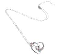 Healvian Collar Colgante de Unicornio Gemas de Imitación y Corazón, Aleación Creativa para Mujer, Joyería de Moda para Fiesta y Obsequio, Tamaño Pequeño, Color Multicolor