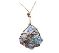 Healvian Collar de Fluorita Natural Irregular Colgante Grande de Piedra Original Cadena Delicada para Mujer Joyería Ligera para Uso Diario y Ocasiones Obsequios