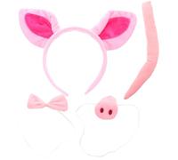Healvian Conjunto De Diadema Nariz De Cerdo Para Disfraz De Animal Accesorio De Cosplay Infantil Pajarita Decorativa Disfraz De Fiesta