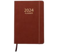 Healvian Cuaderno Planificador Anual A5 Papel, Color Marrón, Bloc de Notas de Horario Diario para Oficina y Uso Portátil, Agenda Diaria 2024 Diseño Práctico para Organización