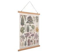 Healvian Cuadro Colgante Estilo Retro Patrón de Planta, Tela y Madera Natural, Pergamino Decorativo para Pared, Decoración para Salón y Oficina, Adorno Colgante para Hogar, 1 Unidad