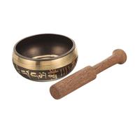 Healvian Cuenco Tibetano de de Cobre y Madera con de Cuenco Multifunción para Yoga y Relajación Accesorio Espiritual para Mindfulness y del Estrés