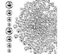 Healvian Cuentas Acrílicas Espaciadoras para Joyería, 120 Piezas (40x12mm, 40x10mm, 40x8mm, 40x6mm), Bolas de Discoteca Pequeñas para Pulseras y Collares, Charms de Bola de Espejo, Cuentas