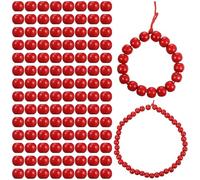 Healvian Cuentas Artesanales de Madera Rojas 12 MM Orificio Grande 200 Piezas para Manualidades Joyería y Accesorios Hacer Pendientes Cuentas Decorativas Espaciadoras Sueltas