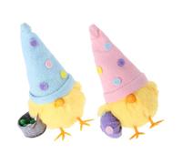 Healvian Decoración de Pascua 2 Pcs Pollitos de Peluche y Coloridos 16 Cm para Mesa y Escritorio en Hogar y Fiesta, Adornos Infantiles Huevos de Pascua, Accesorios Decorativos
