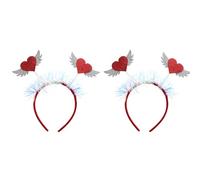Healvian Diadema Alas en Forma de Corazón Roja 2 Piezas Lentejuelas Brillantes Accesorio Cabello Antideslizante Adecuado para Fiestas y Día de San Valentín