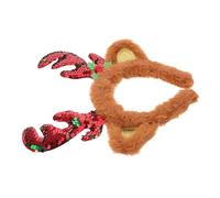 Healvian Diadema de Astas Navideñas Linda Tocado de Felpa Cuernos de Reno para Fiestas Navideñas Accesorio Acogedor para Disfraces de Invierno para Adultos