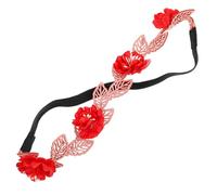 Healvian Diadema de Flores Simuladas para Mujer Accesorio de San Valentín Rosa con Verdes Banda para Cabello Cómoda y Segura para Disfraces de Carnaval y Fiestas Temáticas