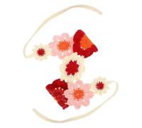 Healvian Diadema de Ganchillo Floral para Mujer Bandana Decorativa Accesorio de Moda Rojo para y Ocasiones Especiales