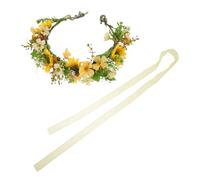 Healvian Diadema de Girasoles Amarillas y Verdes Floral Hippie para Mujeres y Niñas Tocado de Flores para Festivales y Fotos