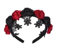 Healvian Diadema de Halloween Flores Artificiales y Encaje de Tela, Accesorio para Disfraz que Añade Encanto y Sostiene el Cabello en Fiestas y Sesiones de Fotos