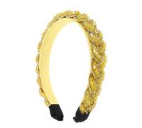 Healvian Diadema de Lujo Gemas de Imitación Diadema Trenzada de Cristal Estilo Vintage para Fiestas de Cumpleaños y Vacaciones Amarilla