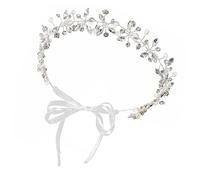 Healvian Diadema De Novia Rhinestone y Cinta De Tul Accesorio De Cabello Para Bodas y Eventos Especiales