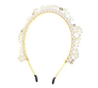 Healvian Diadema De Perlas y Brillantes Para Novias Accesorios De Cabello Elegantes Para Cumpleaños y Prom Diadema Dorada Flores Para Mujeres