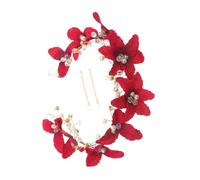 Healvian Diadema Floral Roja Para Mujer Tiara De Princesa Para Boda Fiestas Despedidas De Soltera Accesorios De Cabello Flores De Enredadera De Imitación De Gemas Joyas De Cabello Para
